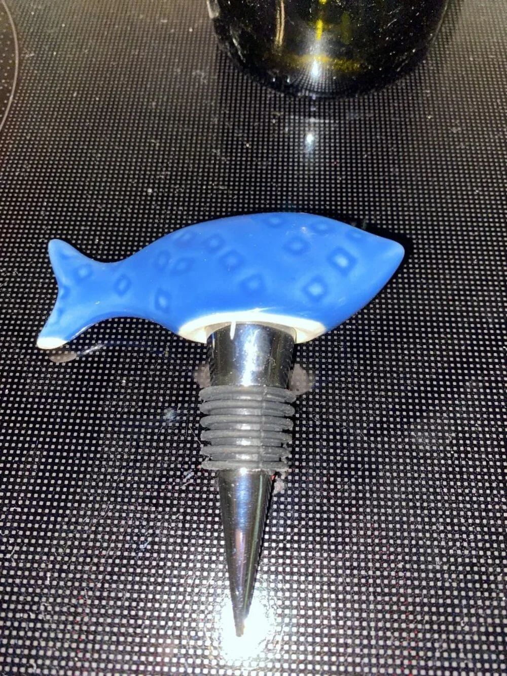 Adorable Blue Whale Wine Bottle Stoppers with Stainless Steel Posts, Qty 2
